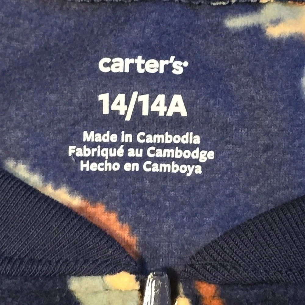 Carters 1-Piece Dirt Bike Fleece Footie Pajamas Size 14 Dirt Bike Navy Brown